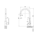 Phoenix Vivid Slimline 316 SS 200mm Gooseneck Sink Mixer